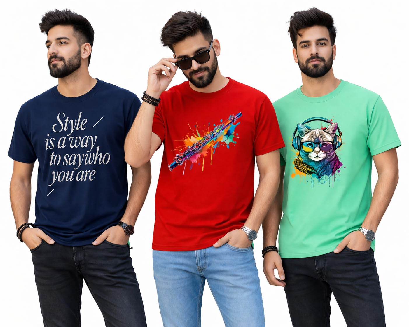 Teeshelves Men's Printed T-Shirt Combo Pack of 3 | Regular Fit Cotton Tshirts for Man - TS-CO3-MDST-APR - Review, Price and Buying Guide