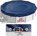 24 ft Round Pool Cover for Above Ground Pools, Above Ground Pool Cover, Swimming Pool Cover, Winter Pool Cover, Keeps Out Debris, Cold and UV Resistant, Supreme Mesh, Navy Blue