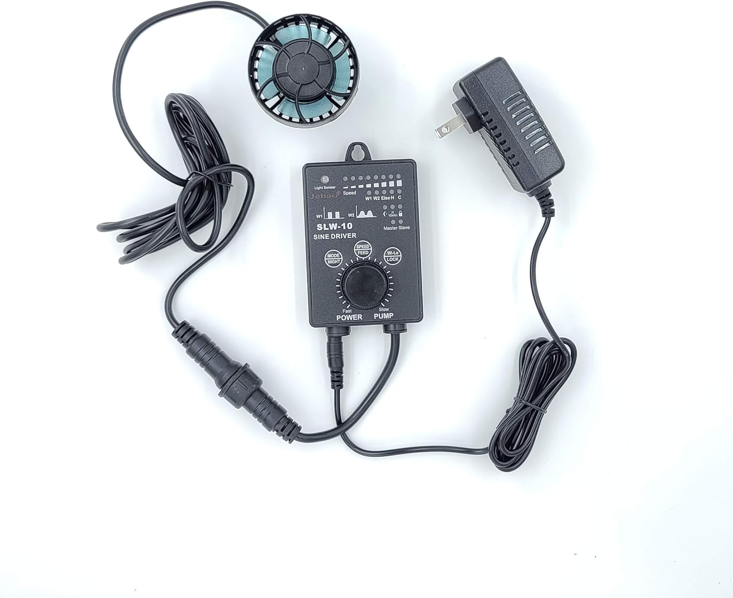 Jebao SLW Wave Maker Flow Pump with Controller for Marine Reef Aquarium (SLW-10, 1065 GPH) Black