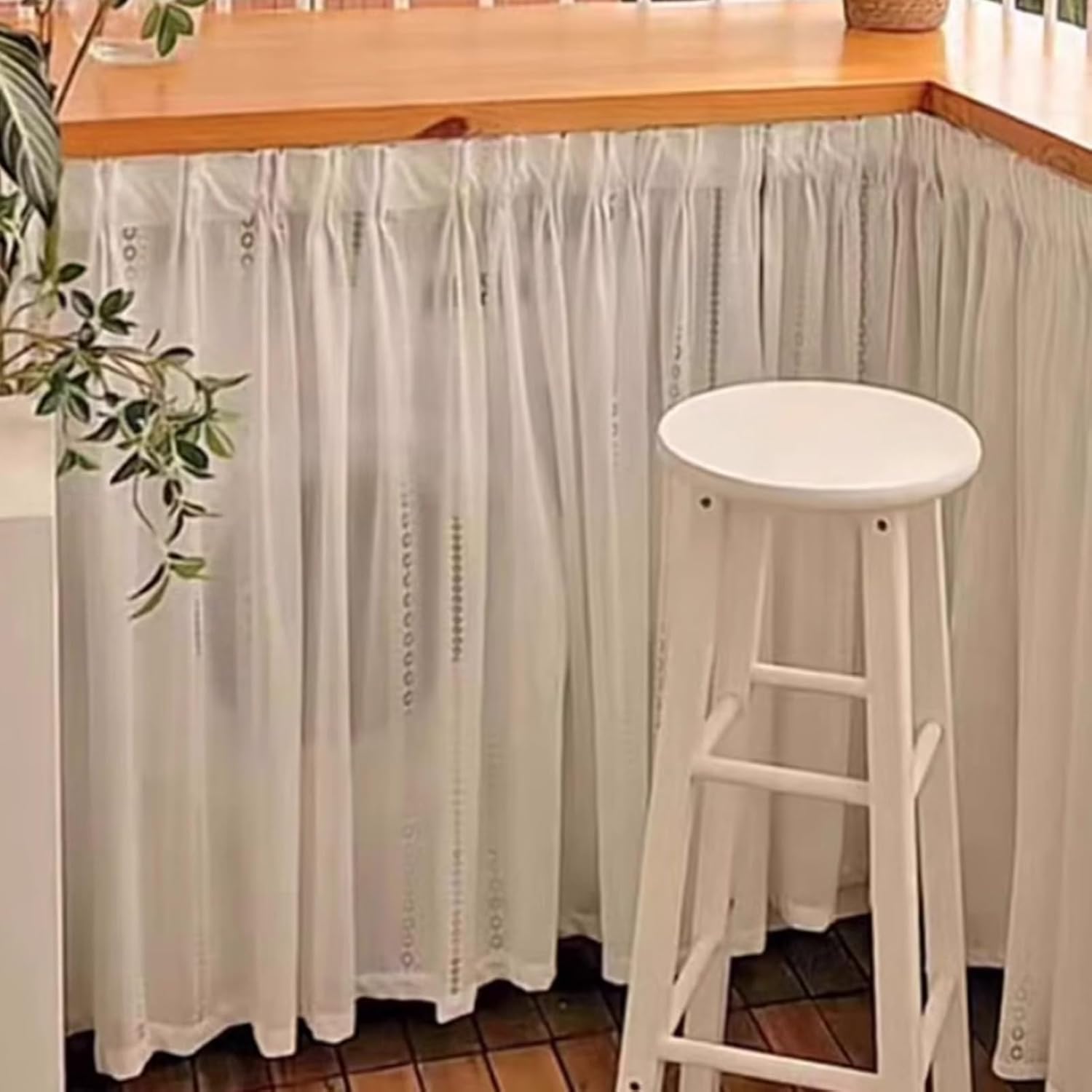 Farmhouse White Short Semi Sheer Semi-Transparent Small Tier Curtain Decor for Kitchen Bathroom Basement Half Window Laundry Room for Living Room Bathroom Farmhouse.(W140*H100cm)
