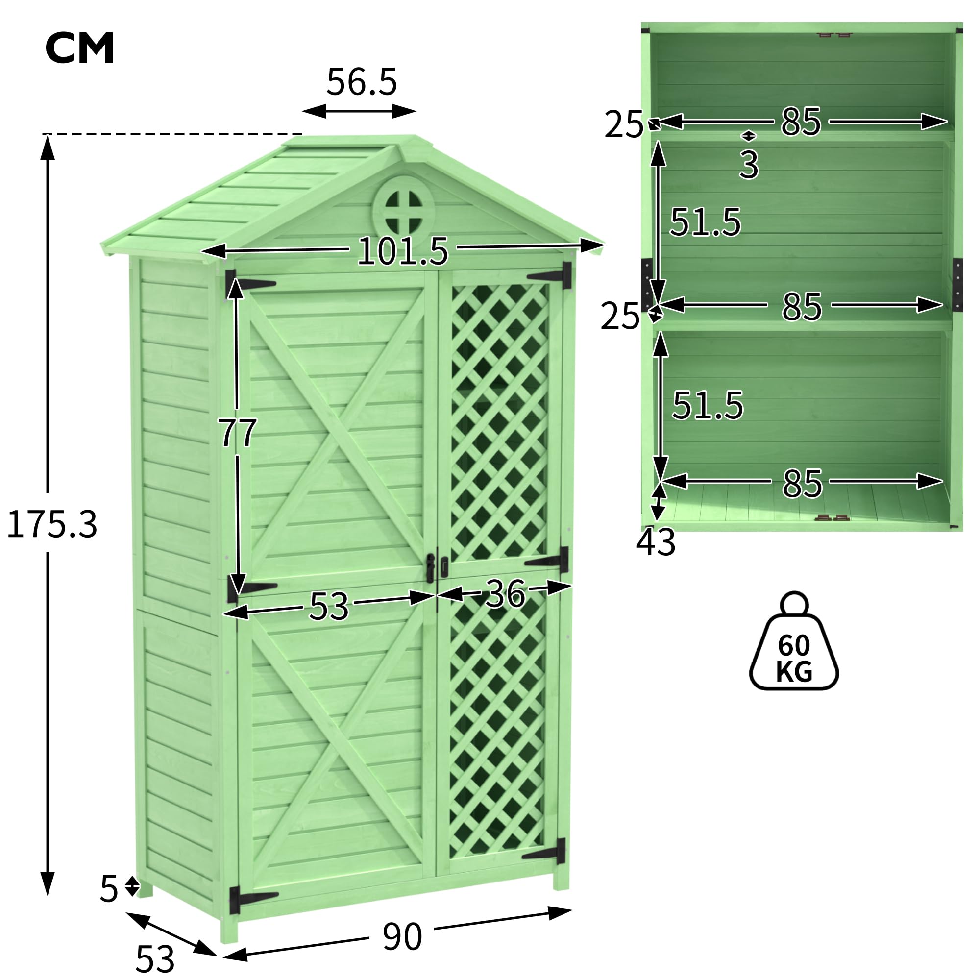 Mobili da giardino in legno, per esterni, per giardino, terrazza, non sbiadisce, resistente alle intemperie, senza manutenzione, ecologico, sicuro e protetto (verde)
