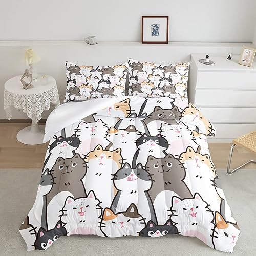 Miniatura 23 de CVHOUSE Juego de ropa de cama Kawaii tamaño Queen, juego de ropa de cama de conejo Kawaii para niñas y niños, lindo juego de edredón de conejo