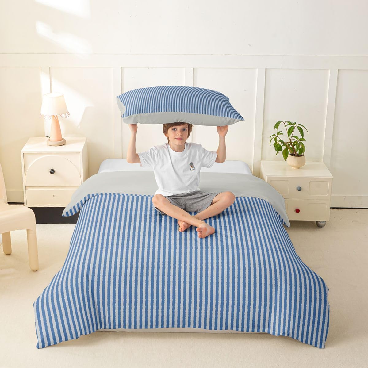 Feelyou Ombre Blue Duvet Cover Toddler Size