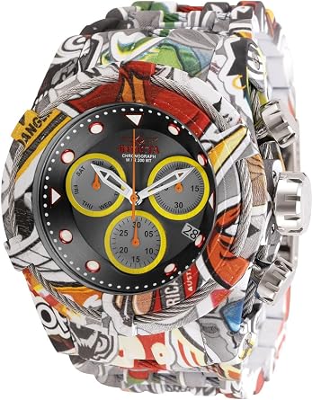 Invicta 30065 Bolt Zeus Stainless Steel Red Yellow Dark Grey Aqua Black Mens Watch, Multicolor, Quartz Watch, Chronograph