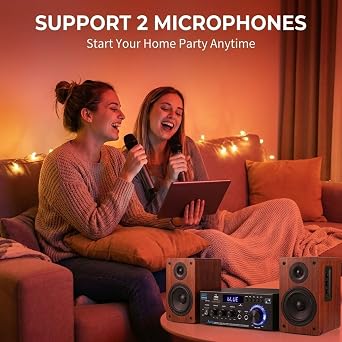 Stereo Audio HiFi Amplifier 2 Channels AK45 Bluetooth Home Audio Amplifier 60W x 2 with Remote Control