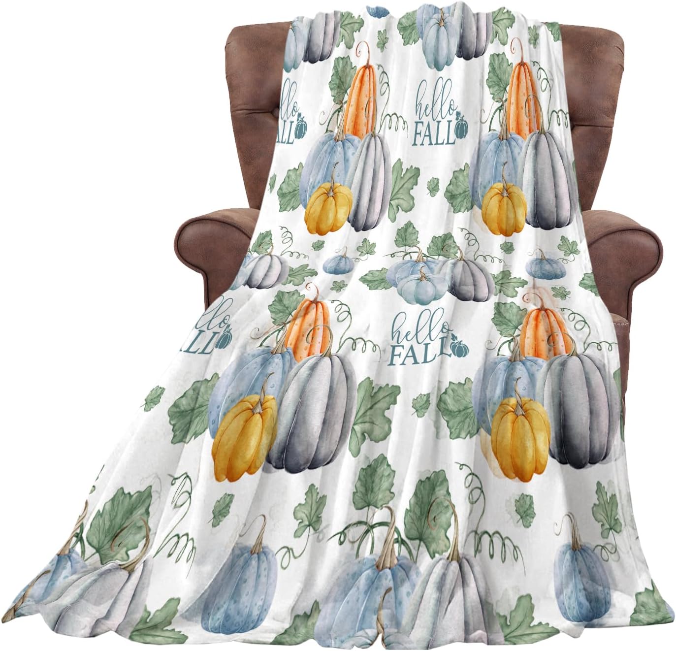 HANKCLES Pumpkin Throw Blanket Hello Fall Pumpkins Blanket