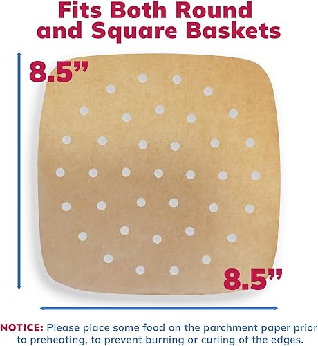 Miniatura 2 de Reli. Forros de papel pergamino para freidora de aire (400 piezas) marrón  Hojas desechables cuadradas de 8.5 pulgadas  Papel pergamino para