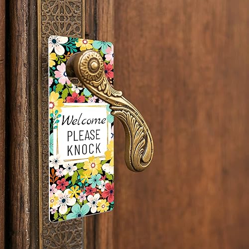 Miniatura 5 de Letrero de PVC con texto en inglés «Do Not Disturb Door Hang», «Welcome Please Knock» para oficina en casa, reuniones y clases en línea, de doble