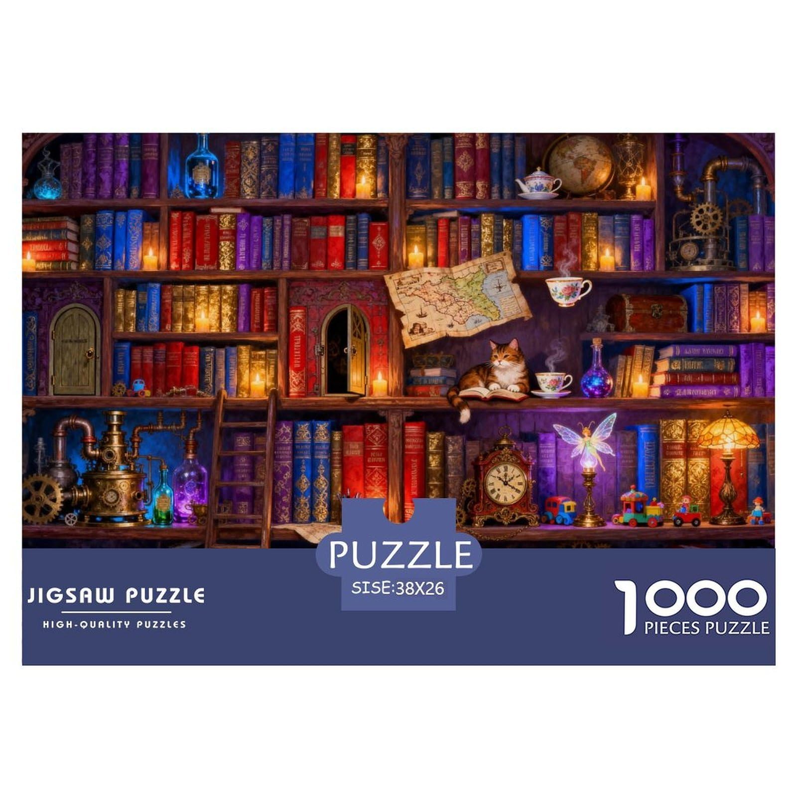 Ultimate Bookshelf of Wonders Wooden Jigsaw Puzzle Waterproof 1000 Piece Puzzles for Adults Gifts Colourful Home Decoration