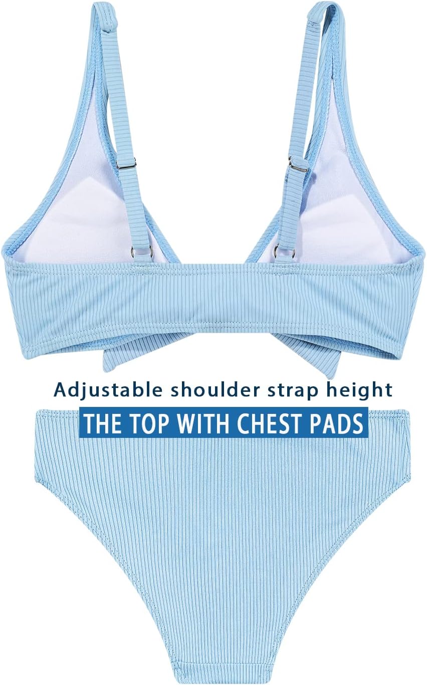 MIENOE Teen Girls Two-Piece Bikini Swimsuits | Removable Chest Pad Nylon Swimwear Kids Size 6-17 Years - Image 3
