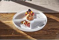 Vista 8 de Mud Pie Circa Divided Tray, White, 12 1/4" dia Base para plaquitas intercambiables