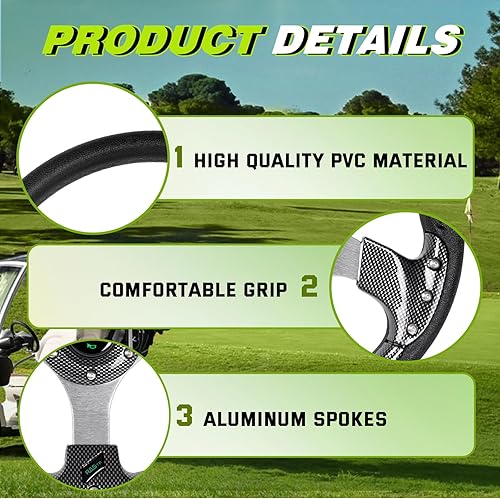 Vista 69 de RASTP Volante de carrito de golf de 12.6 pulgadas/12.598 in para Club Car DS y Club Car Precedent EZGO Yamaha Carritos de golf, rojo Estilo B- Rojo