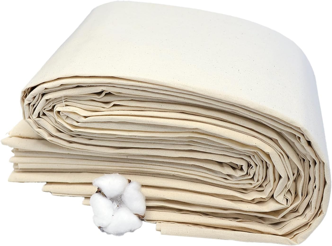 100% Cotton Muslin Fabric,63 Inch X 10 Yards Natural Unbleached Cotton Fabric by The Yard,Medium Weight Cloth for Sewing,Quilting,Embroidery,Garments,Crafts,Apparel Material