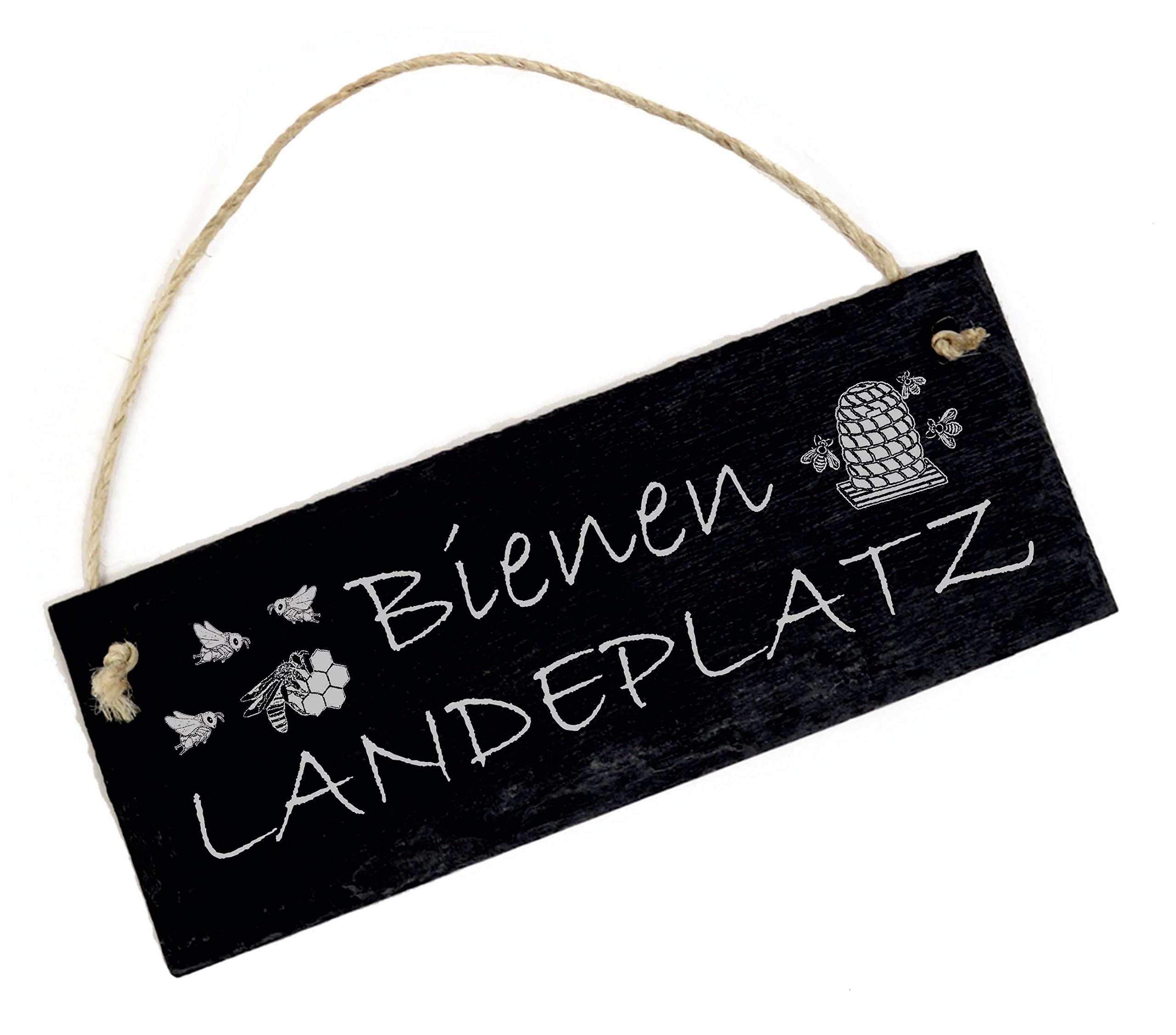 Personalisierbares Honigbienen Schiefer-Schild Mit Gravur – 22 X 8 Cm, Inkl. Juteband – Ideal Für Imker, Bienenhaus, Garten & Als Geschenk