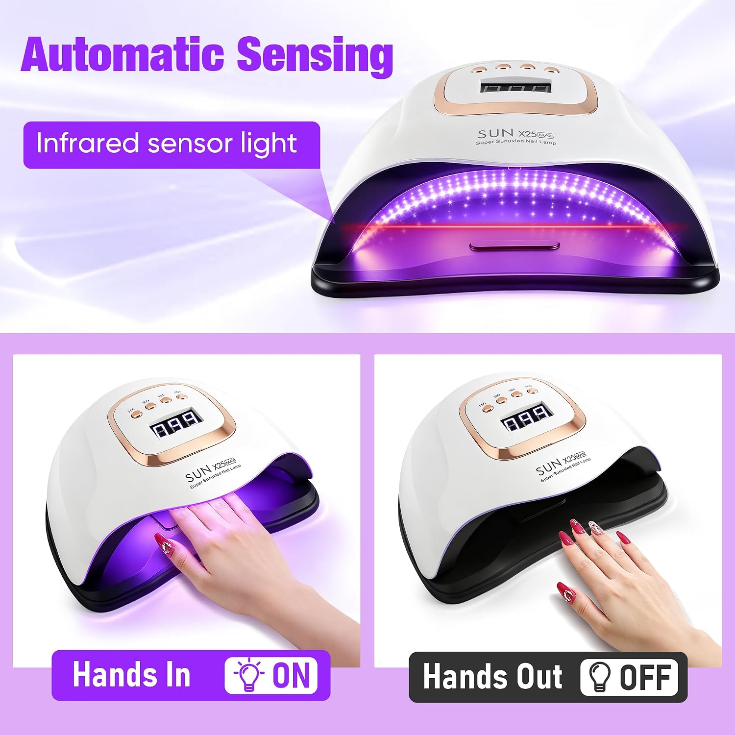 UV LED Nail Lamp for Gel Polish, 81 LEDs, 4 Timers, Auto Sensor