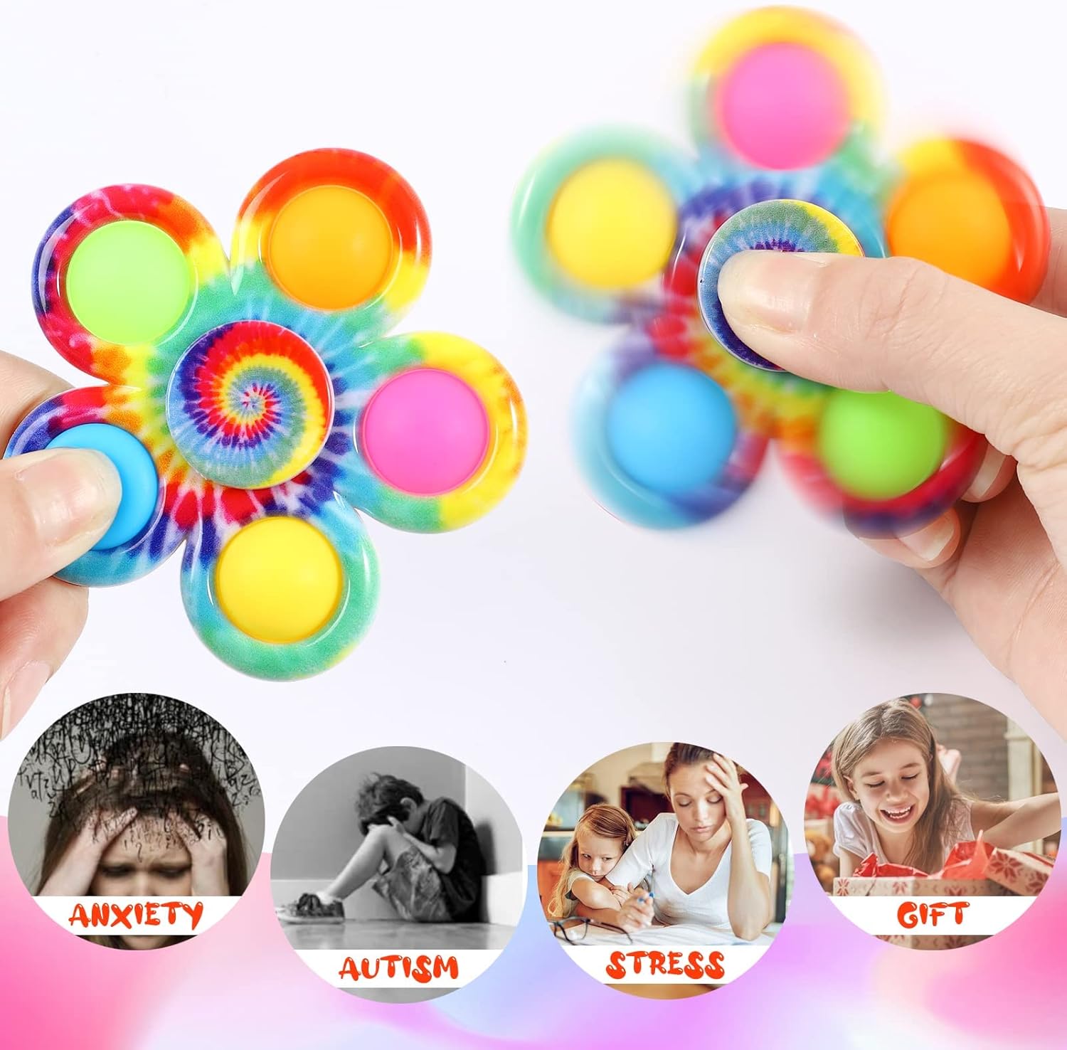 Gigilli Fidget Spinners Pop for Kids 2 Pack, Sensory Fidget Toys for Kids 4-8-12, Goodie Bags Stuffers for Kids, ADHD Autism Fidget Toys for Toddler 1-3-5 Boys Girls, Classroom Prizes