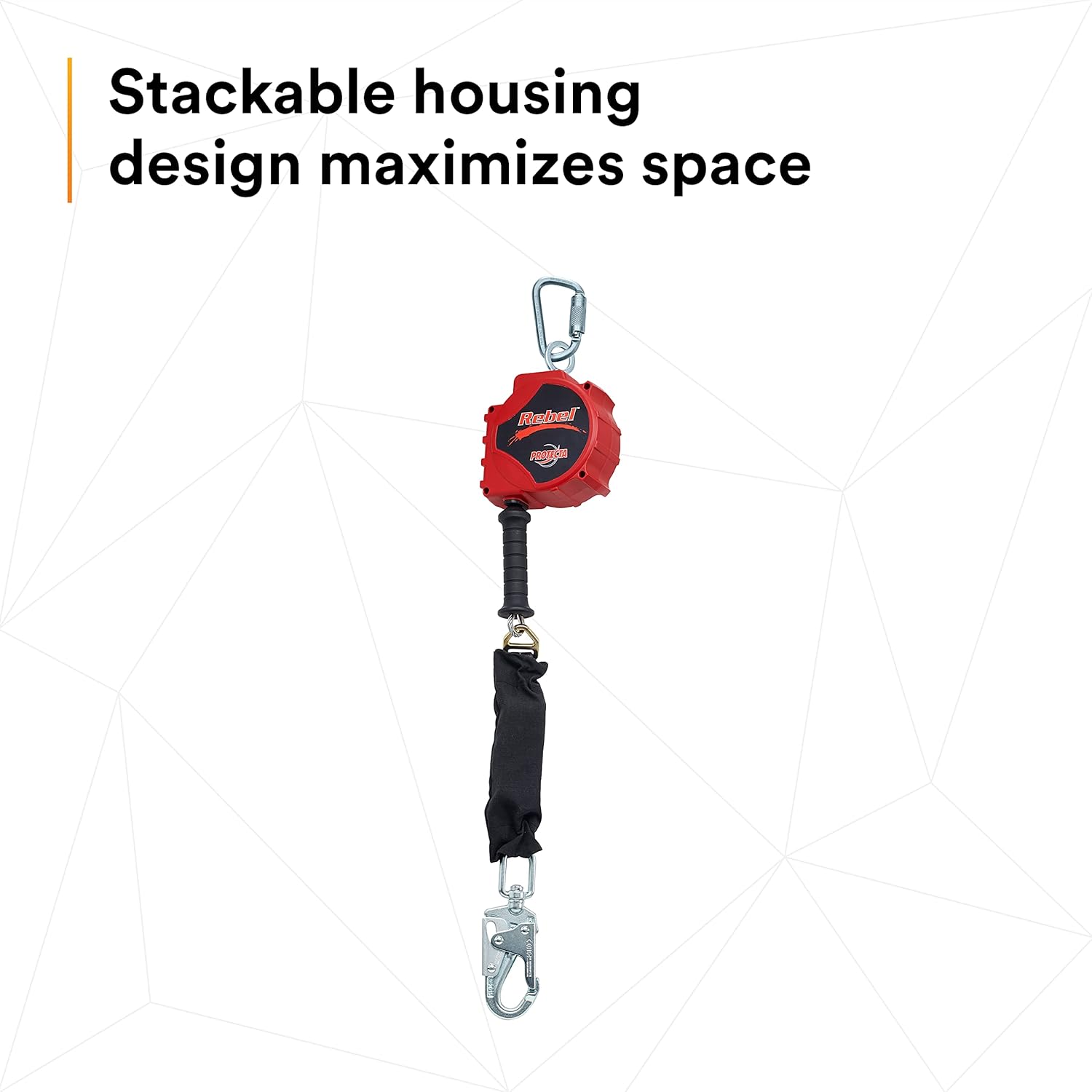 3M Protecta SRL Rebel 15' (46M) Cable, 2000112, 2000178 - Steel Swivel Snap Hook and Carabiner Black/Red