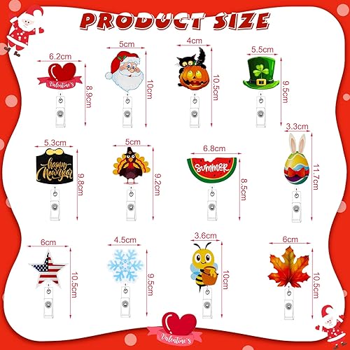 Miniatura 2 de 12 carretes de insignias navideñas, portatarjetas retráctiles, portatarjetas de fieltro para enfermeras con clip para profesores, médicos,