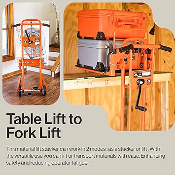 SuperHandy Material Lift Winch Stacker, Pallet Truck Dolly, Lift Table, Fork Lift, 330 Lbs 40 Max Lift w/ 8 Wheels, Swivel Casters [Patented]