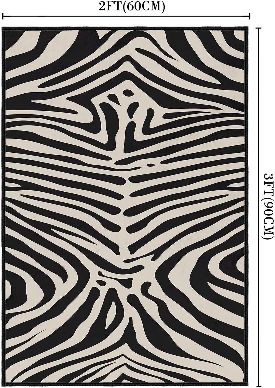 Zebra Print Area Rug Washable Entry Rug 2x3 Kitchen Rugs for Entryway,Zebra Pattern Rugs Non-Slip Indoor Entrance Door Mat,Beige White and Black Throw Carpet Small Area Carpets for Front Door,Bathroom