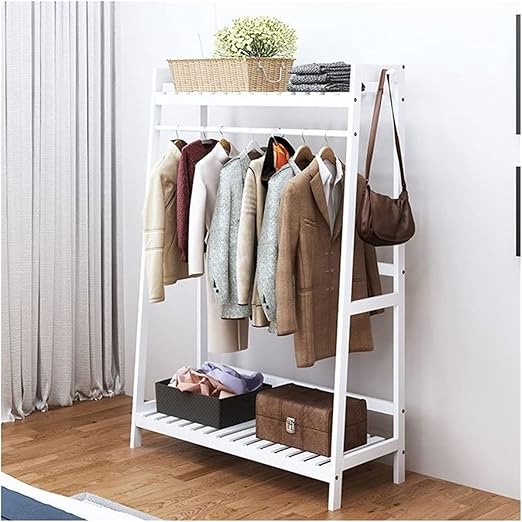 Amazon Llld ハンガーラック パイン 2段棚 洋服掛け ラック 洋服ラック 棚付き コートハンガーリビング 寝室 玄関 衣類収納 パイプハンガー おしゃれ服 カバン 小物がこれ1つで収納できる Color White Size 100 40 146cm ハンガーラック オンライン通販