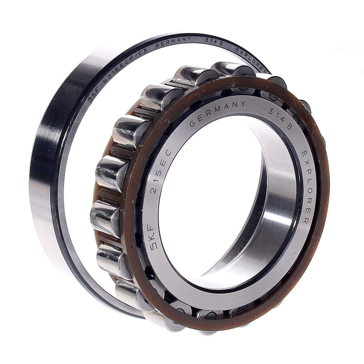 SKF Roulement à rouleaux cylindrique, rangée simple, Bague extérieure amovible, droite, droite Alésage, haute capacité, C3 Clearance, Polyamide/Nylon Cage, métrique, 75mm Bore, 130mm OD, 25mm Width, 1