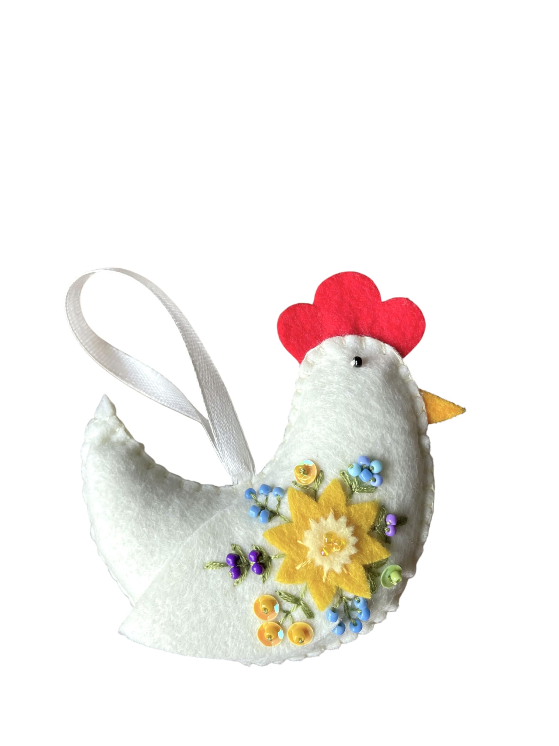 Handmade felt Easter decorations hanging ornaments bunny, chicken, egg (spring egg) — image 1
