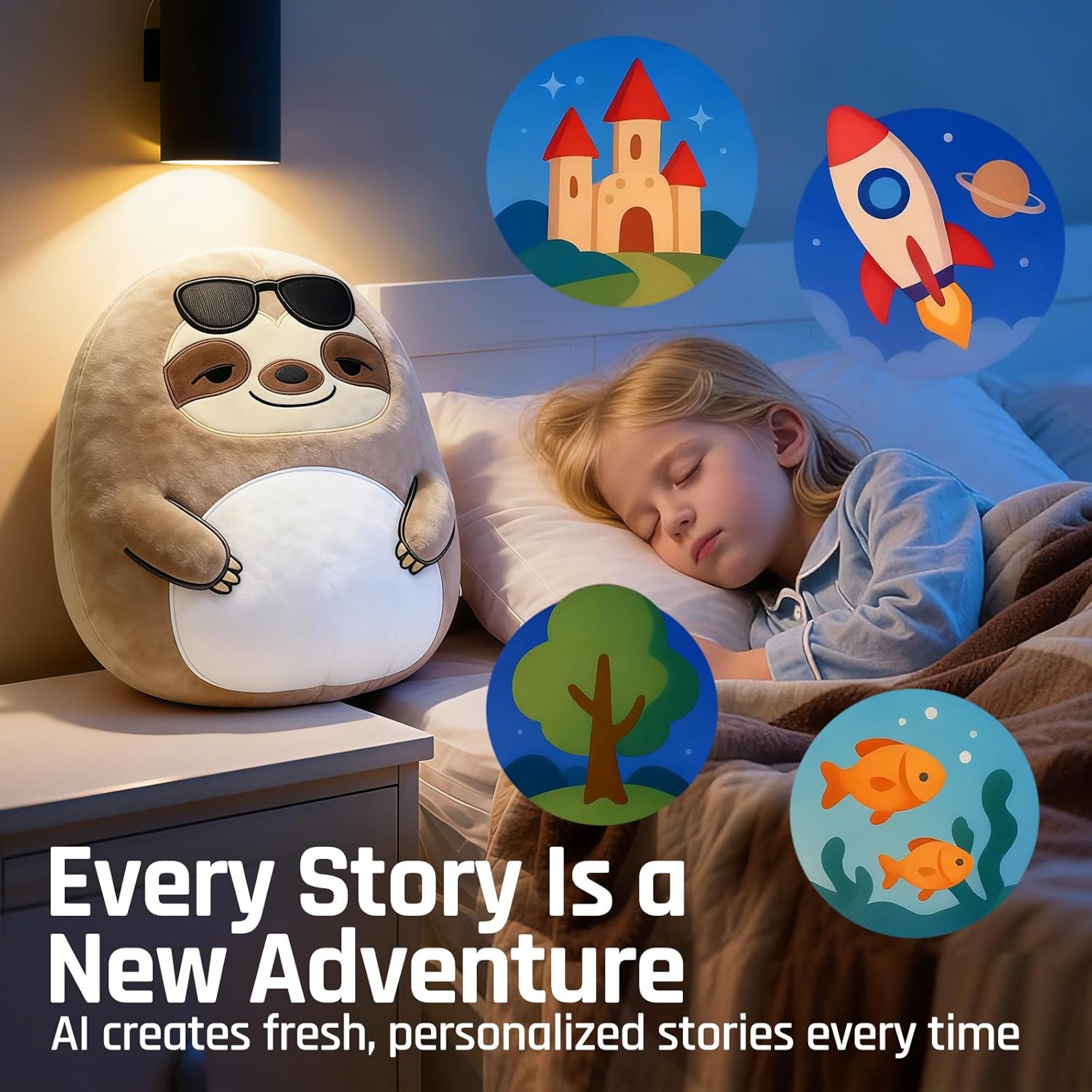 Puffpals AI-Powered Sloth Plush Toy — Voice-Controlled, Adaptive Learning, Screen-Free Toy for Kids