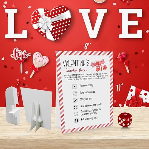 Miniatura 2 de Juego de dados de caramelo del día de San Valentín, signo de un juego con un dado rojo, actividad de San Valentín, fiesta familiar de San Valentín,