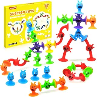 Suction Toys, 42 Pcs Suction Cup Bath Toys for Kids 3+ Years Old, Sensory Sucker Building Toys, Toddler Travel Window Toys for Stress Relief
