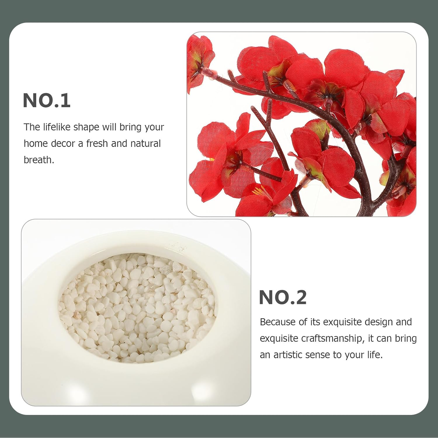 Garneck Artificial Plum Flowers wiht Pot - Artificial Flowers Kit with Planter - Chinese Traditional - Small Silk Plum Flowers Plant Potted Decor for Home Office Store Window