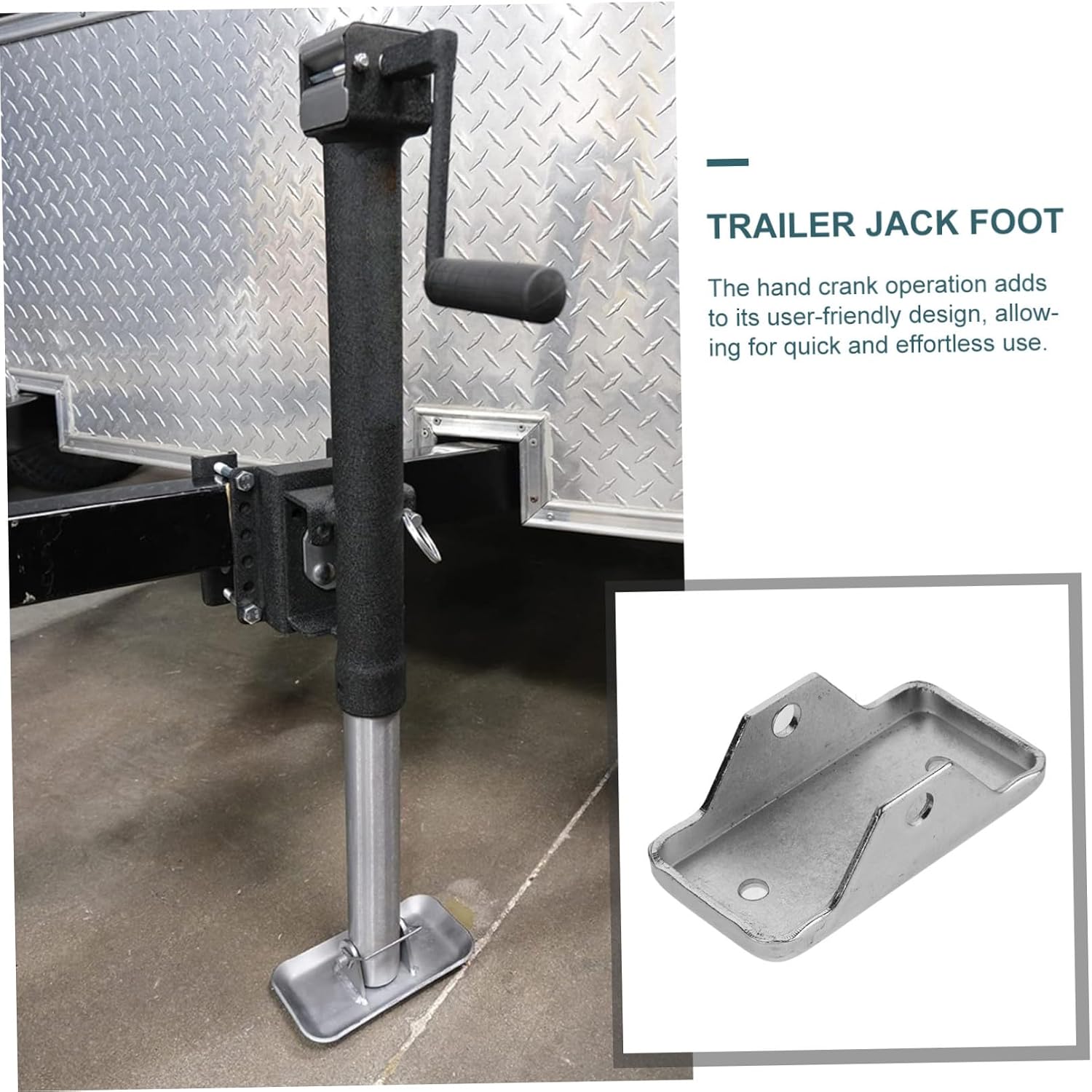 Trailer Tongue Jack Foot Pad and Jack Foot Bracket Set with Economic Base Plate for Compatible with Camper
