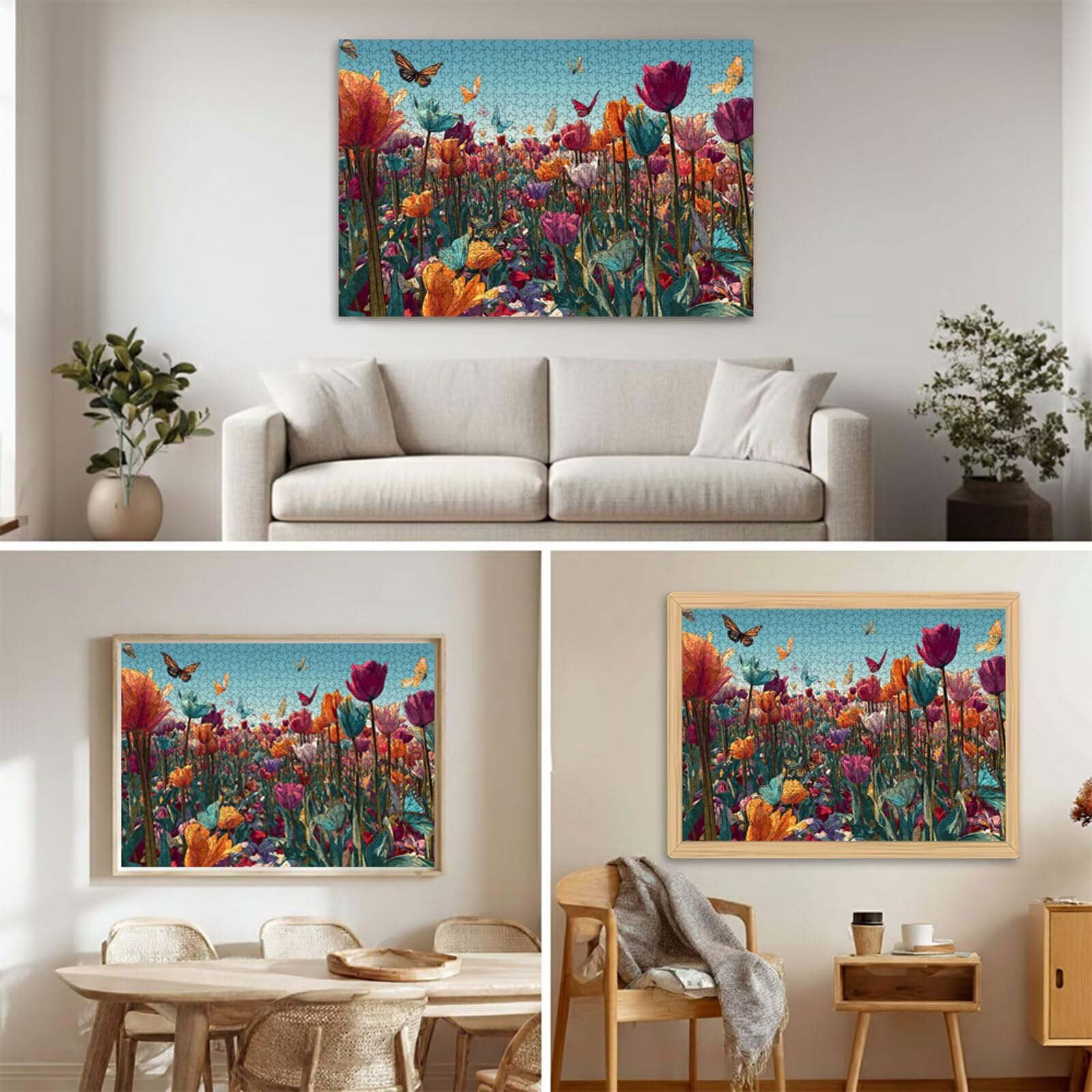 Puzzle 2000 elementów - Tulipan i motyl - Trwałe drewniane puzzle z literami z tyłu - 70 x 100 cm - Kreatywne hobby bez kurzu - Artykuł kolekcjonerski i ponad 14 lat P3#160