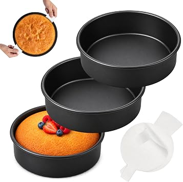 RFAQK 6 Inch Cake Pans, 3PCs Small Cake Pans with 120 PCs Parchment Papers