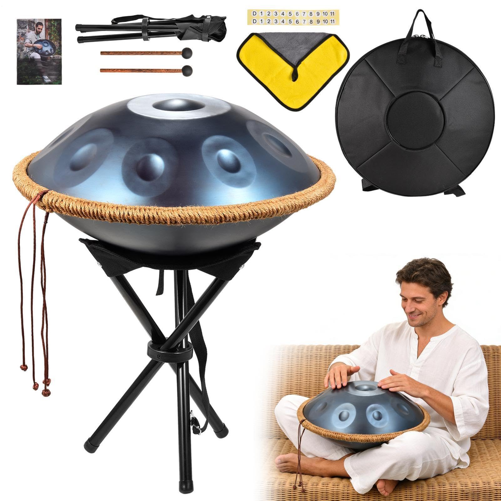 18 Inch Handpan Drum Set 9 Notes G Minor, 440Hz Hand pan drum