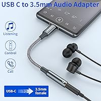Vista 2 de │ Adaptador USB de tipo C a conector de auriculares de 3,5 mm, (paquete de 2 unidades) cable USB C a auxiliar hembra compatible con iPhone 16/15