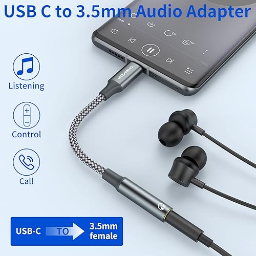 Miniatura 2 de Adaptador USB tipo C a conector de auriculares de 0.138 in, (paquete de 2) USB C a Aux hembra cable de audio compatible con iPhone 16/15 Pro/15