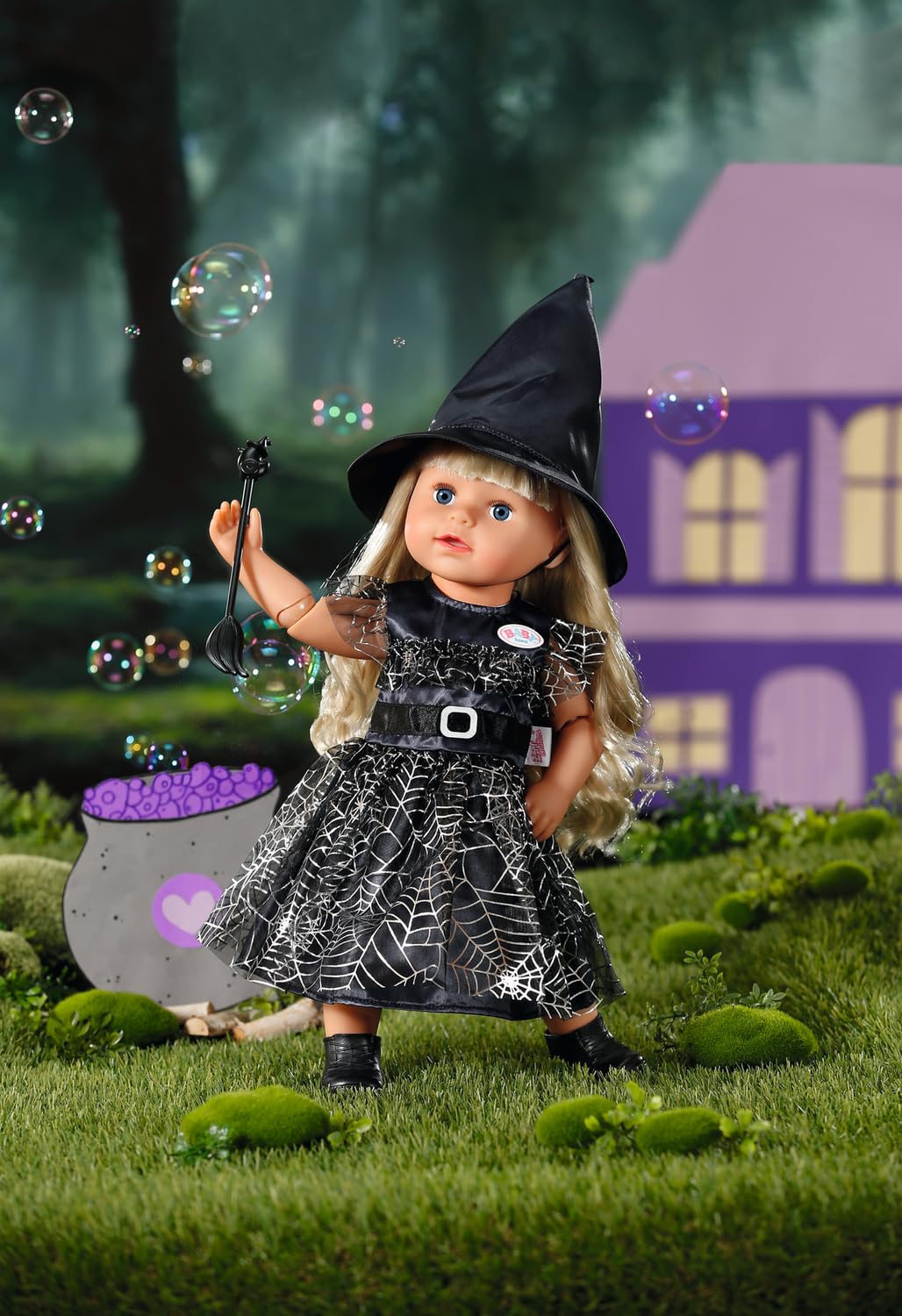 BABY born Sukienka czarownicy z miotłą i kapeluszem czarownicy, Halloween lalka przebranie dla lalek 43 cm, 836026 Zapf Creation