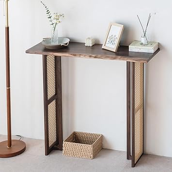 Wood Console Table Farmhouse Narrow Entryway Table with Storage Sofa Shelves,Sofa Tables Behind Couch Space-Saving for Hallway, Living Room,Small Spaces