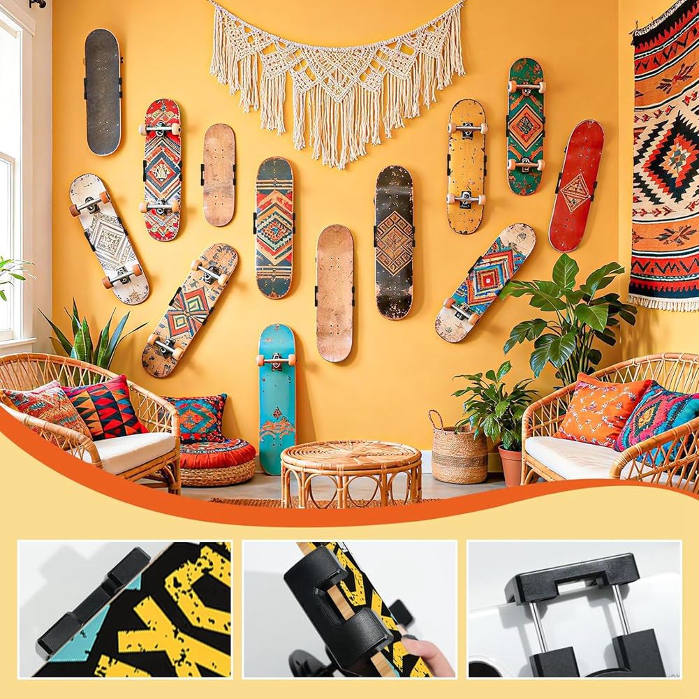 Porte-Affiche Flottant, Accrocheur Universel pour Planches de Skateboard, Support Mural pour Skateboard, Porte-Skate Mural Rotatif à 360°.
