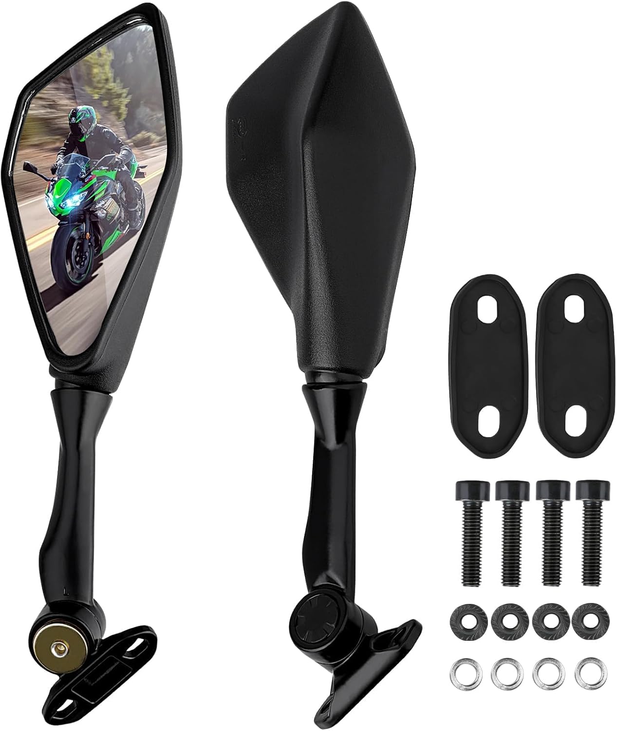 Motorcycle Rear View Mirrors for Ninja 300 400 500 ZX6R EX300 EX400 636 650 250R 300R ABS Adjustable Rotating Motorcycle Side Rear View Mirrors