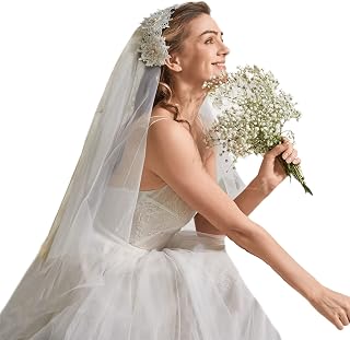 Boho Juliet Cap Bridal Veil w/Silver Flower, 2 Tier Ivory Wedding Juliet Cap Veil w/Blusher, Vintage Floral Juliette Veil