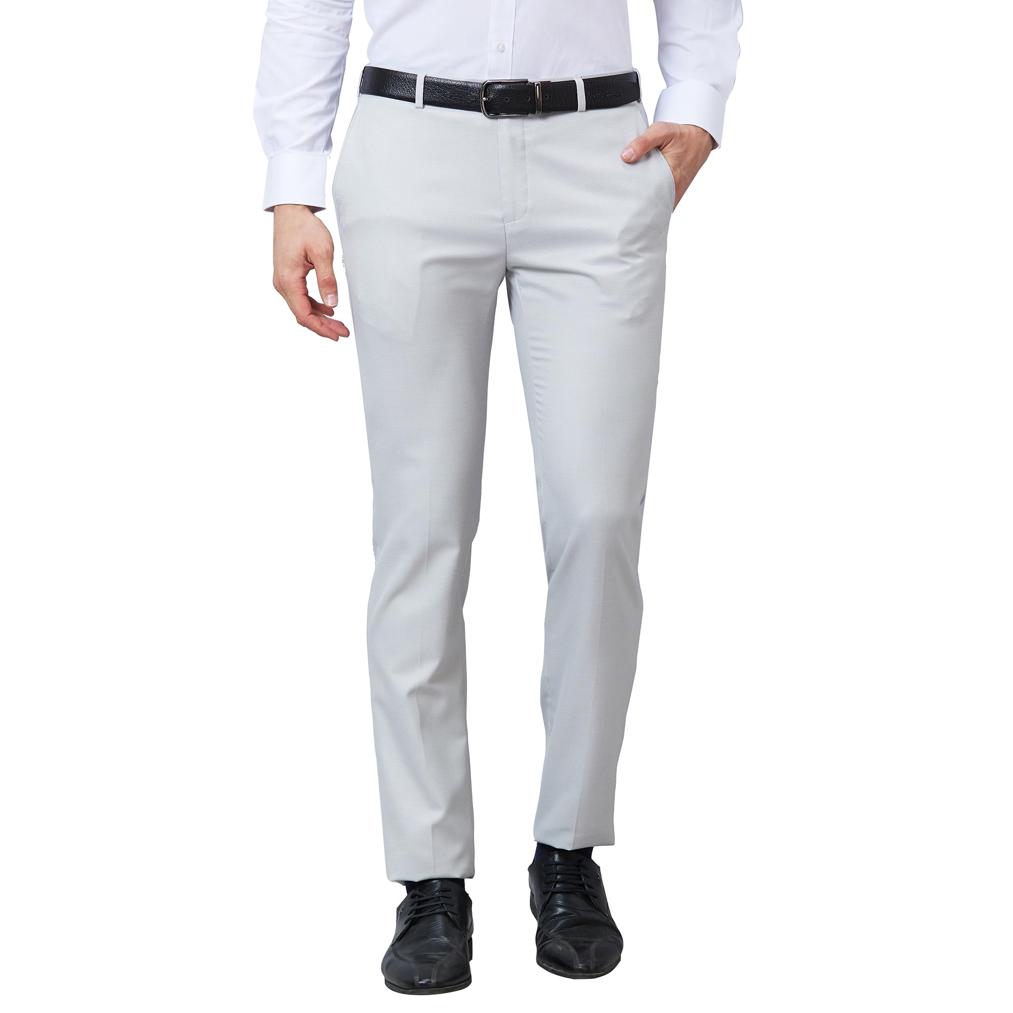 raymond Men's Poly Viscose Blend Structure Pattern Slim Fit Flat Front Formal Trouser-picture-37
