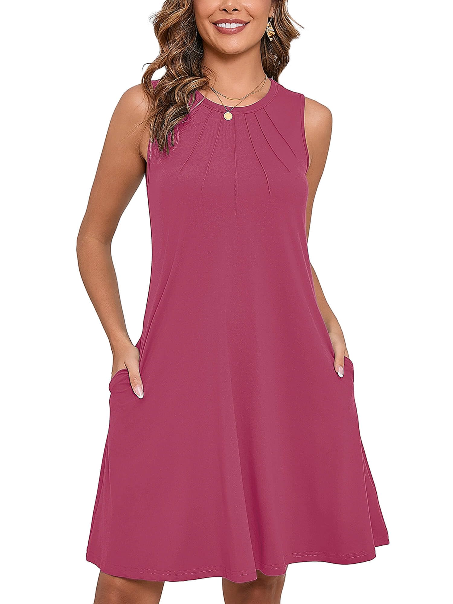 Heymoments Women Sleeveless Summer Beach Dresses with Pockets