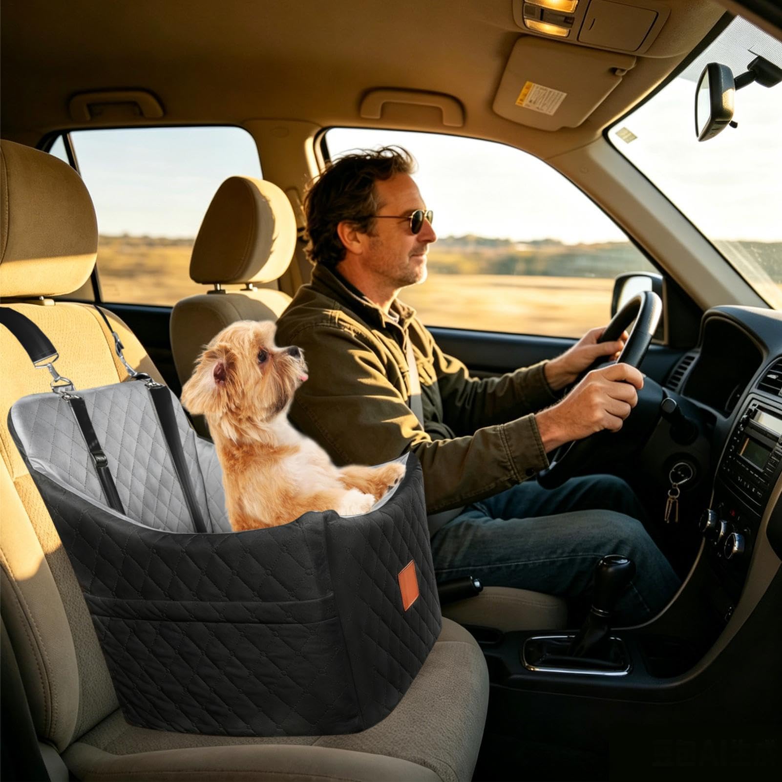 Hunde-Booster-Autositz Reiseautobett mit Memory- | -Autositz für Tägliche Pendelfahrten, Roadtrips, Lange Autofahrten, Reisen, Urlaub, Tierarztbesuche, Park, Ladefläche, LKW,