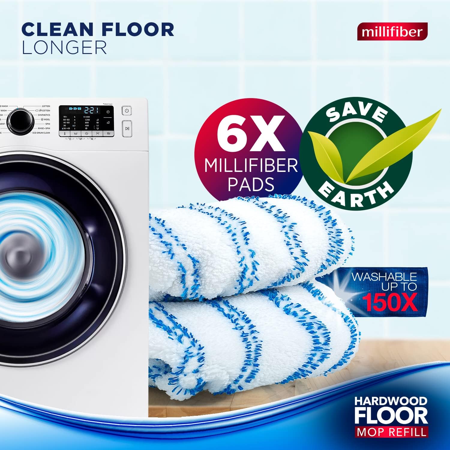 Millifiber Microfiber Mop Refills 15x8 Inches, 6-Pack (Mop is Not Included)