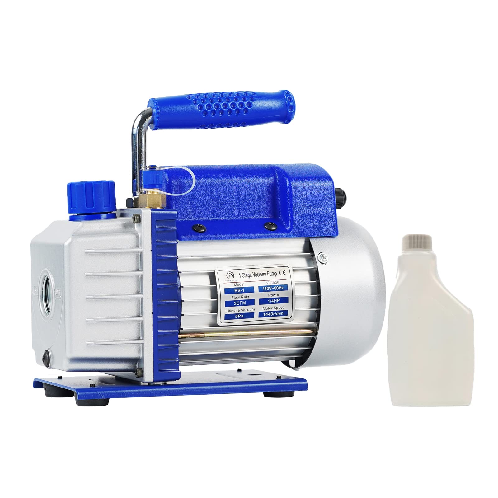 P PBAUTOS 3CFM 1/4HP SingleStage Rotary Vane AC Vacuum Pump HVAC, Air Conditioner Maintenance