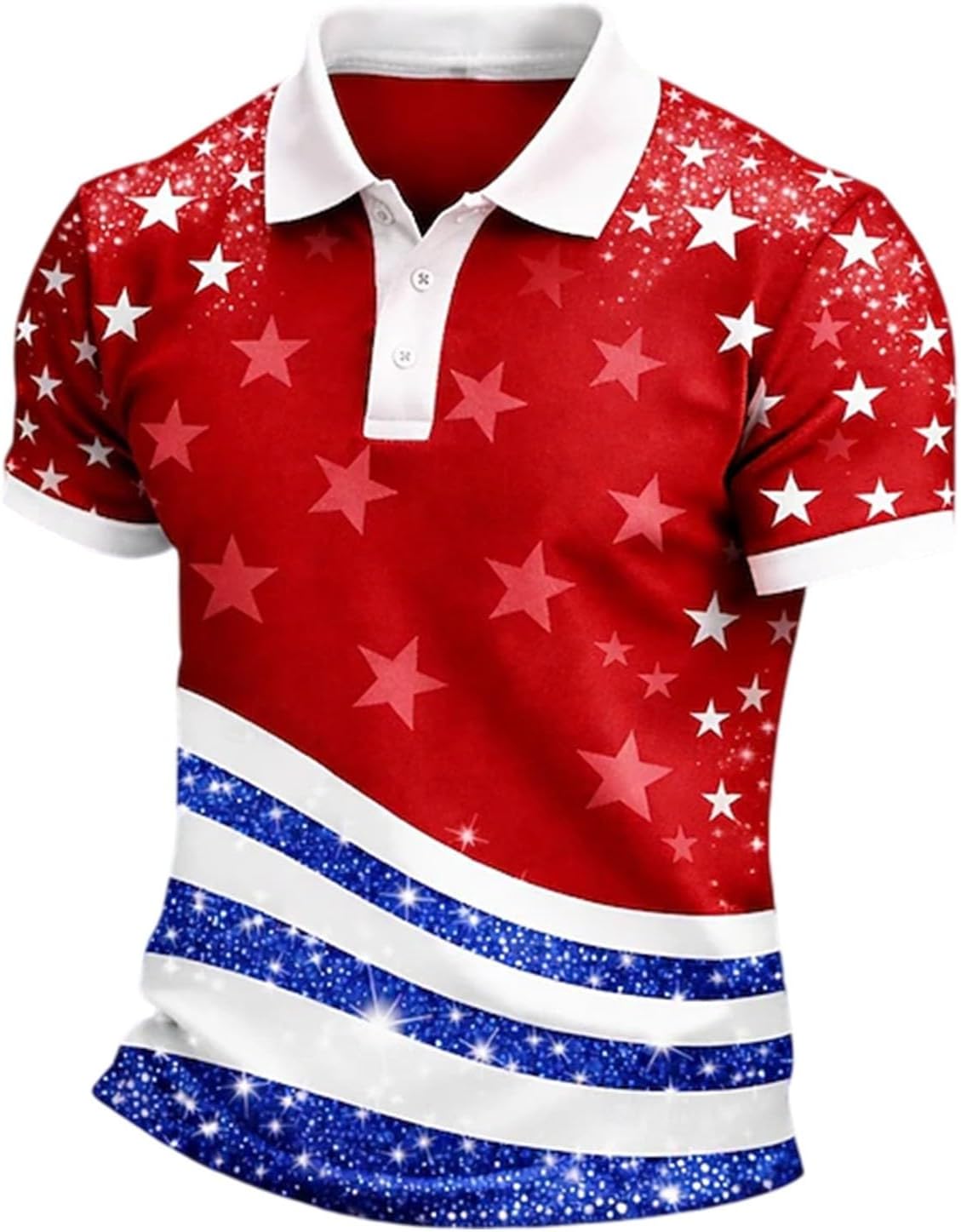4th of July Polo Shirts for Men Plus Size American Flag Tops Summer Trendy Patriotic Tshirt Mens USA Print Golf Shirt