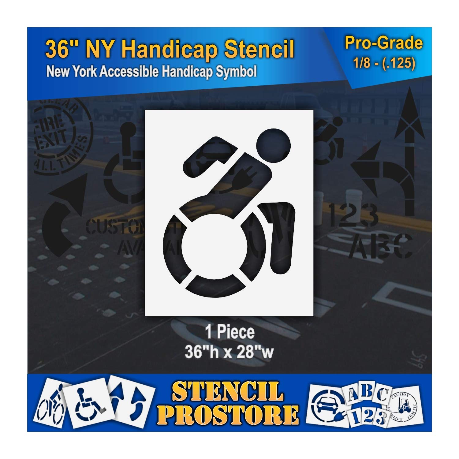 Pavement Stencils - 36 in - Accessible Icon Symbol Stencil - 36'' x 28'' x 1/8" (128 mil) - Pro-Grade