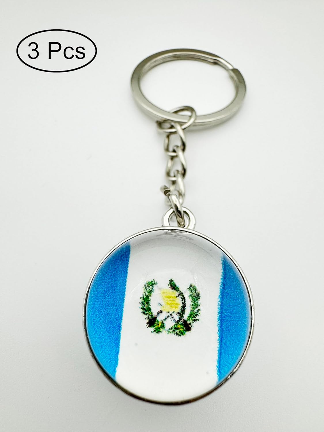 3 Pcs Guatemala Flag Key Chain,Cool Keychain for Car Keys, Stainless Steel Keyrings & Keychains,Used for Home Decoration, Jewelry Hanging Decorations. - Image 2